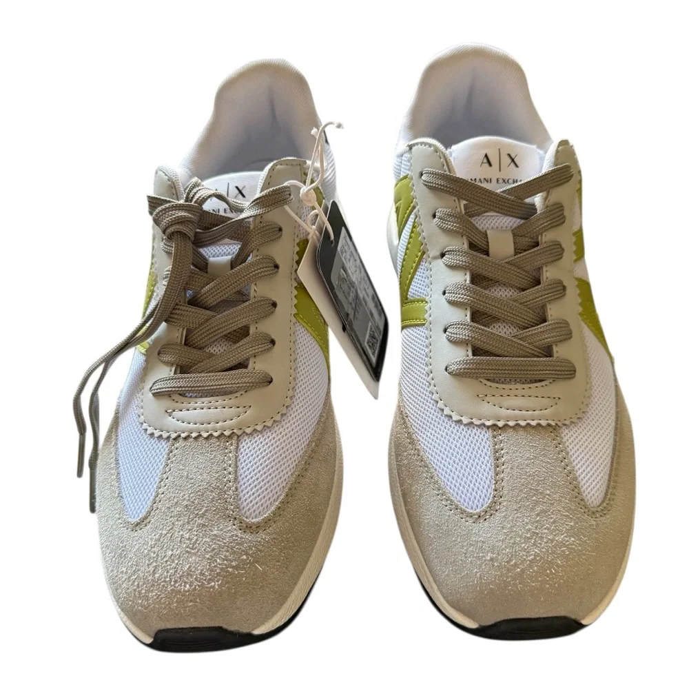 Armani Exchange XUX071 XV527 Sneakers White Green Low Top Men’s 8 Design
